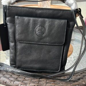 Mercedes Benz leather messenger bag